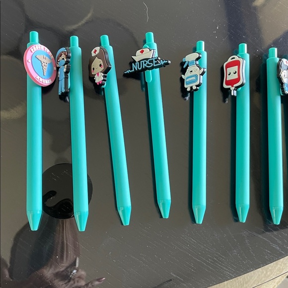 Private Label Other - 2 Teal Pens with Nurse-Themed Toppers, doctors, ambulance - buyers choice